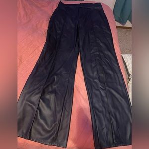 Faux leather wide leg pant